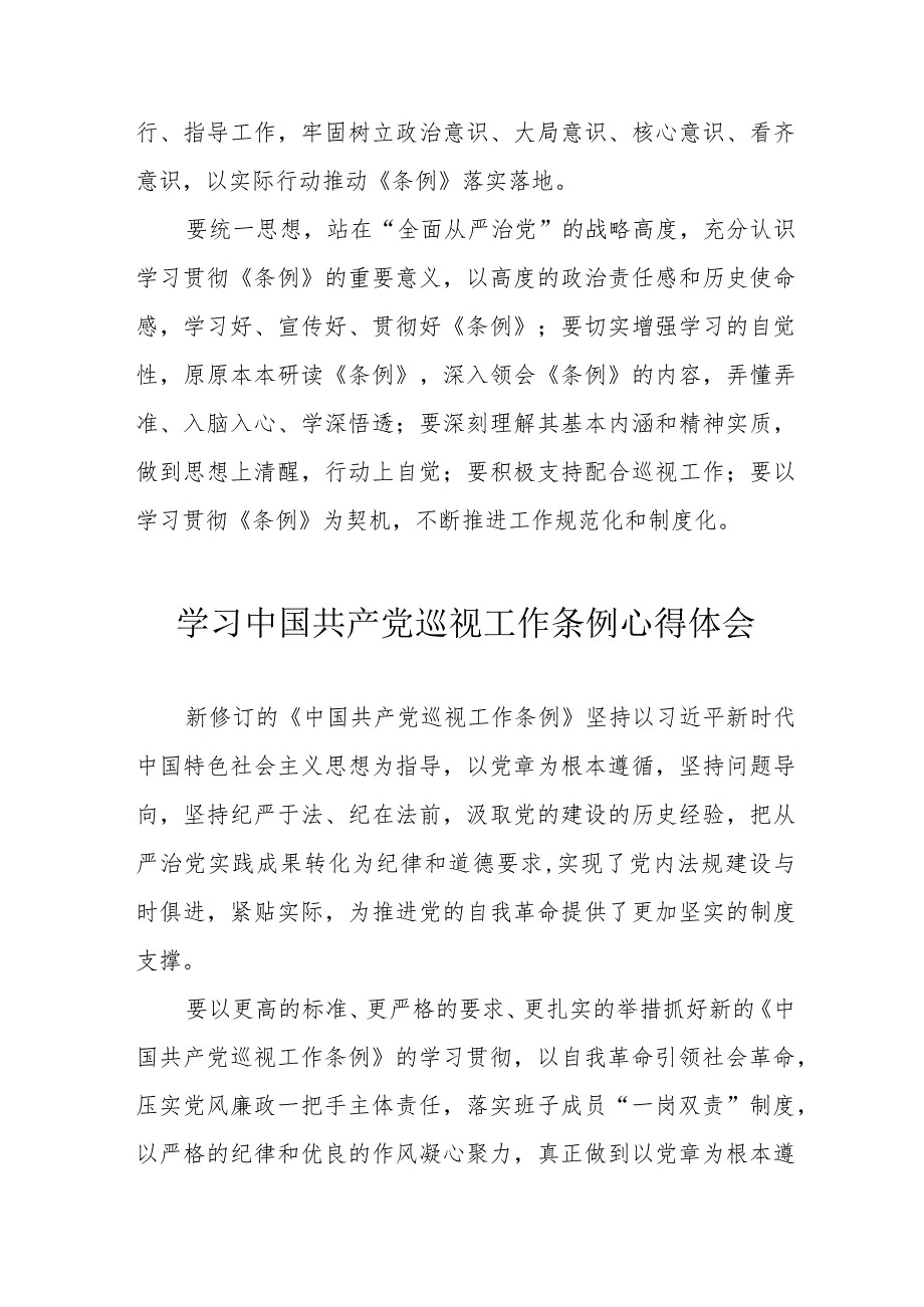 燃气公司党委书记学习中国共产党巡视工作条例心得体会 合计6份.docx_第3页