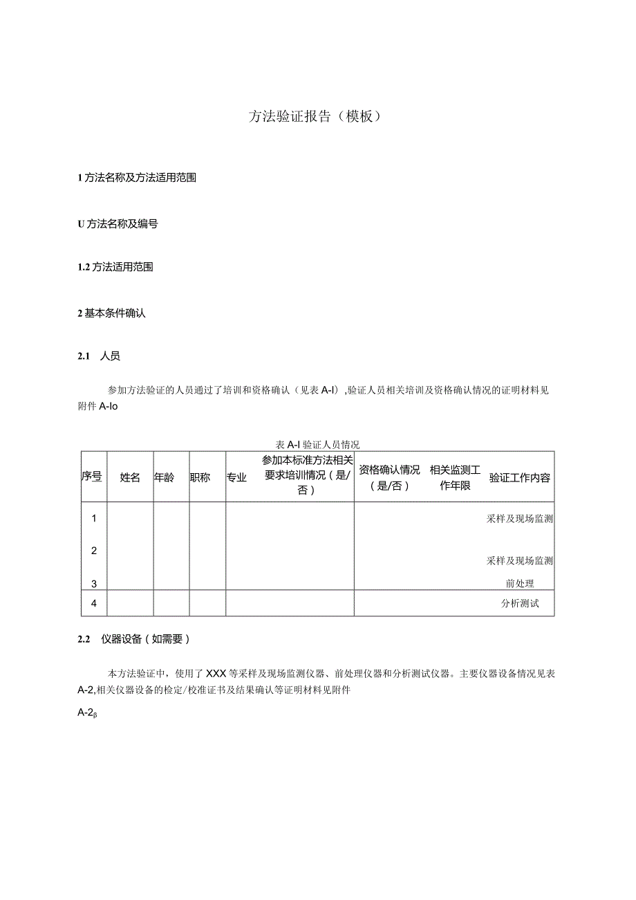 环境监测方法验证报告模板.docx_第1页