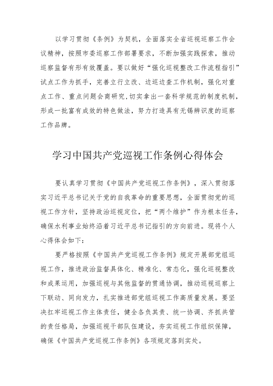 国企团委书记学习《中国共产党巡视工作条例》心得体会 （合计6份）.docx_第2页