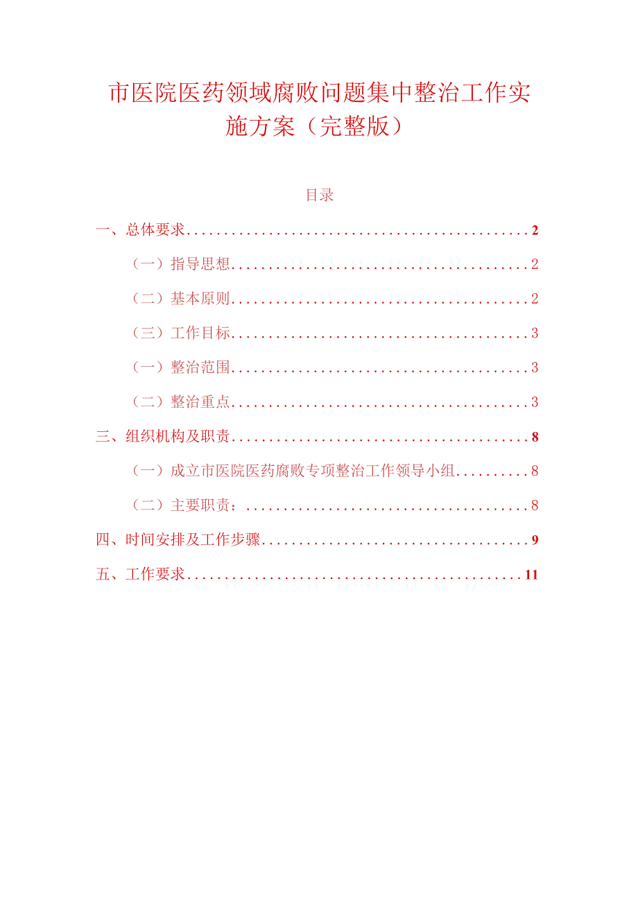 市医院医药领域腐败问题集中整治工作实施方案（完整版）.docx_第1页