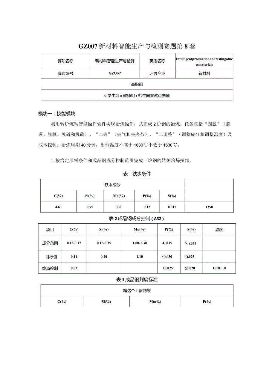 （全国职业技能比赛：高职）GZ007新材料智能生产与检测赛题第8套.docx_第1页