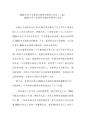 2024年学习全国两会精神专题研讨发言(二篇).docx