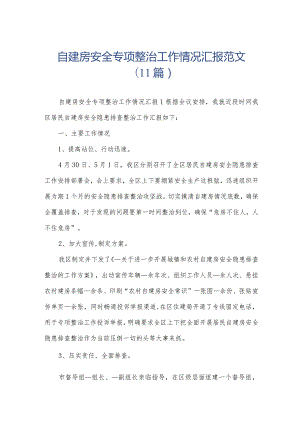 自建房安全专项整治工作情况汇报范文（11篇）.docx