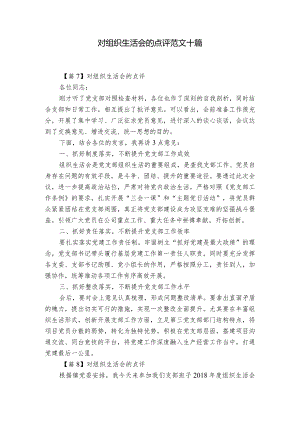 对组织生活会的点评范文十篇.docx