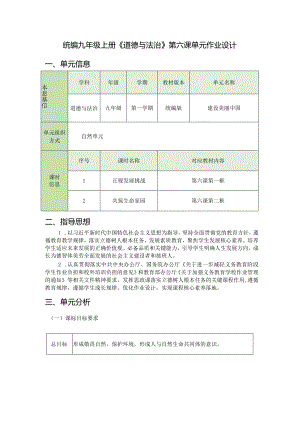 统编九年级上册《道德与法治》第六课单元作业设计(39页).docx