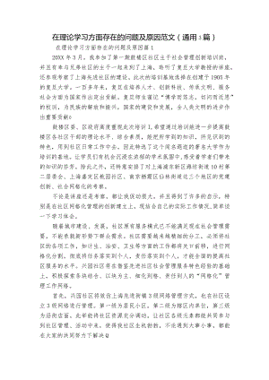 在理论学习方面存在的问题及原因范文(通用3篇).docx