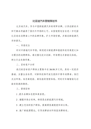 新能源比亚迪汽车营销策划书1000字.docx