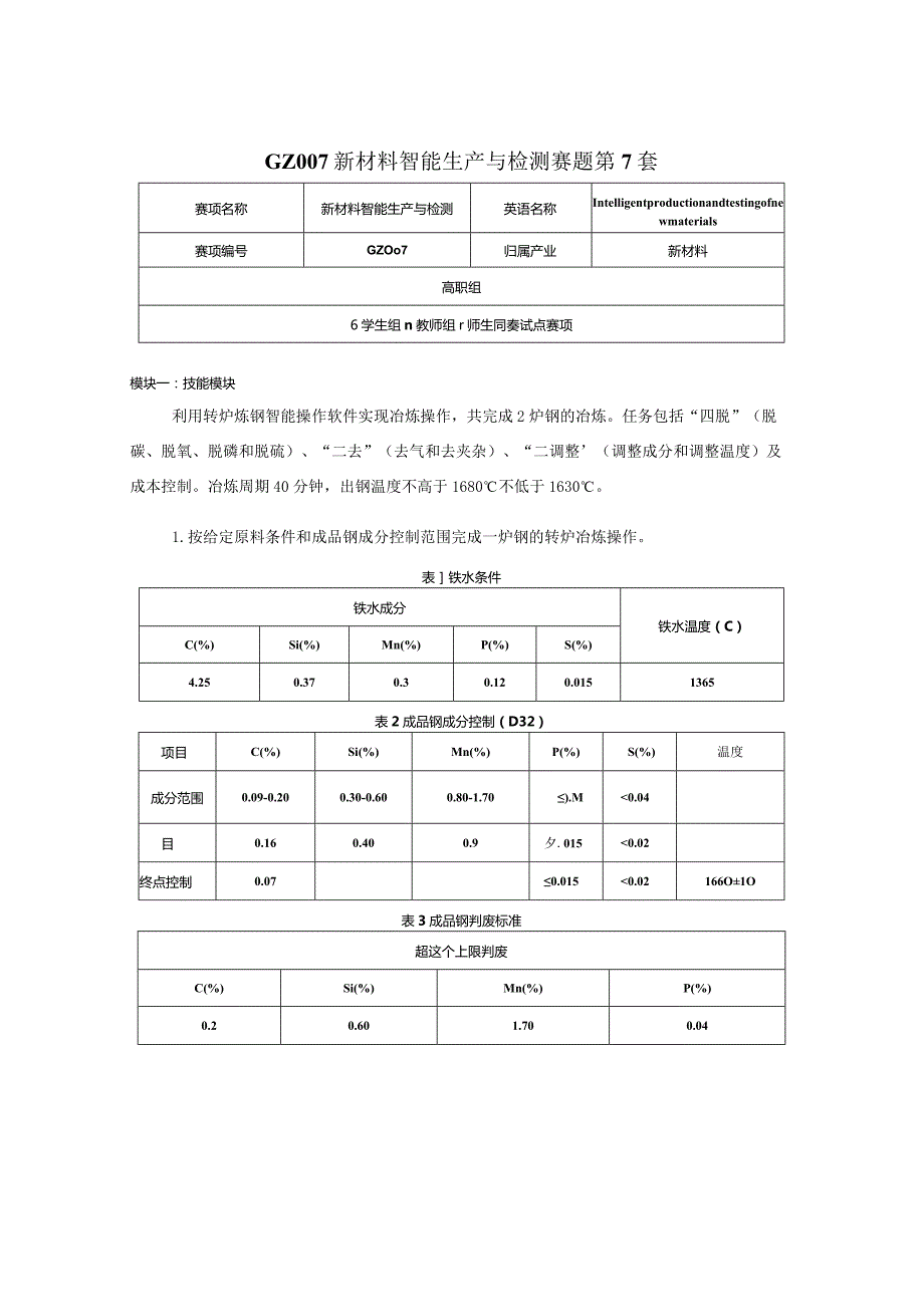 （全国职业技能比赛：高职）GZ007新材料智能生产与检测赛题第7套.docx_第1页