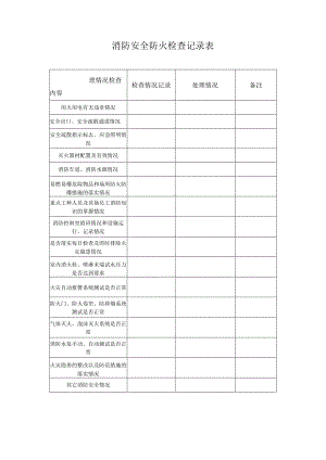 消防安全防火检查记录表模板.docx