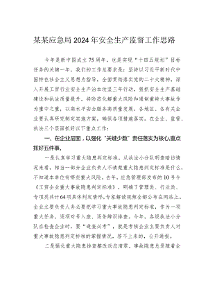 某某应急局2024年安全生产监督工作思路.docx