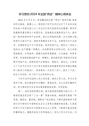 2024年观看学习全国“两会”精神心得体会研讨发言.docx