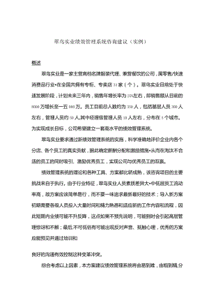 某实业公司绩效管理系统咨询建议.docx