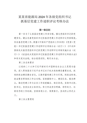 某某省能源局2024年各级党组织书记抓基层党建工作述职评议考核办法.docx