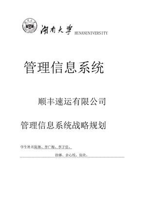 某快递速运有限公司管理信息系统战略规划.docx