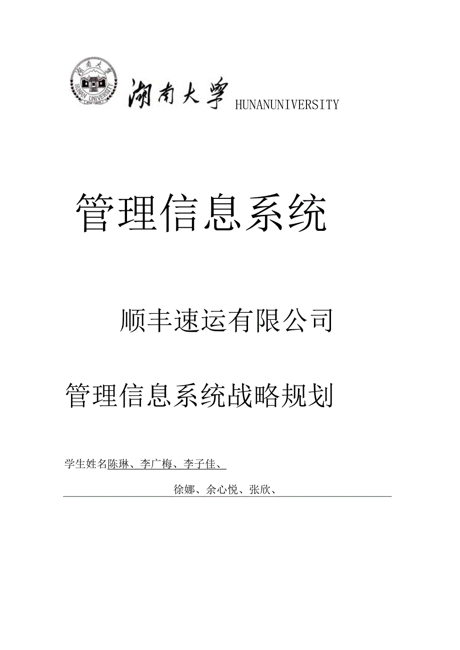 某快递速运有限公司管理信息系统战略规划.docx_第1页