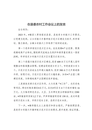 在县委农村工作会议上的发言.docx