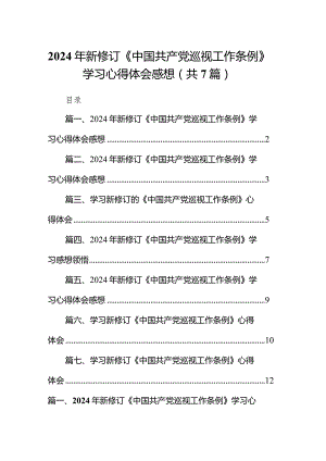 （7篇）2024年新修订《中国共产党巡视工作条例》学习心得体会感想（精选版）.docx