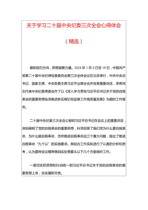 关于学习二十届中央纪委三次全会心得体会.docx