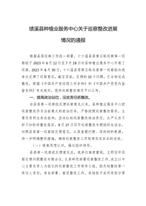 绩溪县种植业服务中心关于巡察整改进展情况的通报.docx