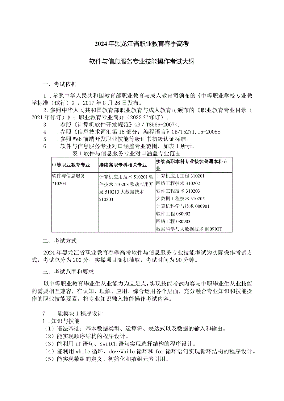 71-5软件与信息服务专业技能操作考试大纲.docx_第1页