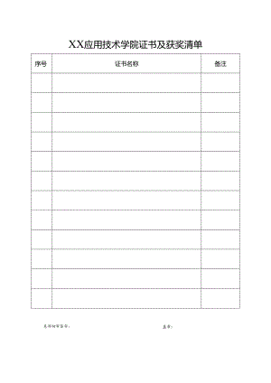 XX应用技术学院证书及获奖清单（2024年）.docx