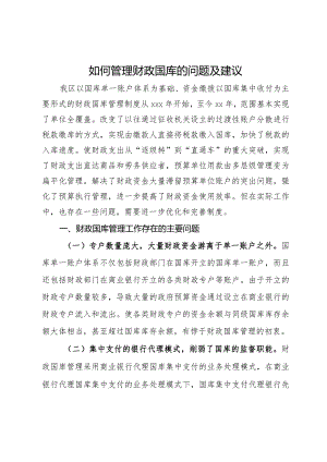 如何管理财政国库的问题及建议.docx