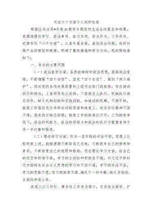 司法六个方面个人剖析检查.docx