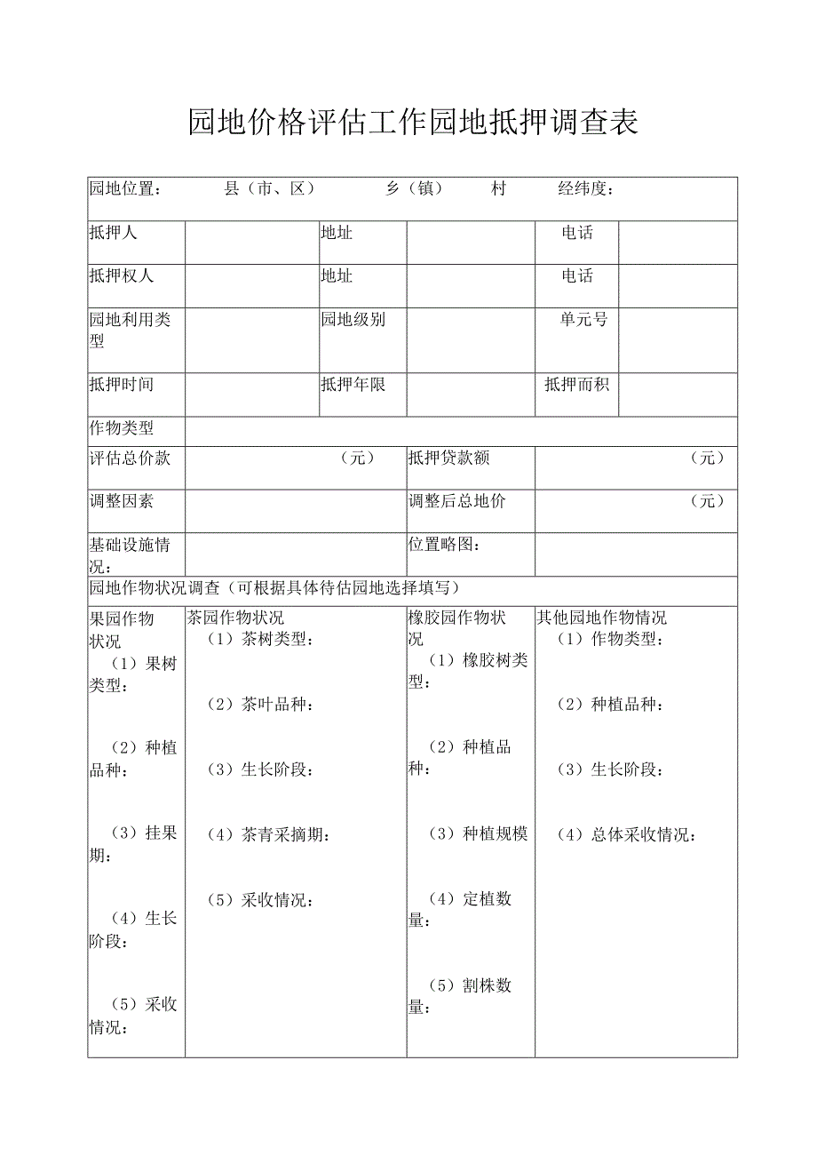 园地价格评估工作园地抵押调查表.docx_第1页