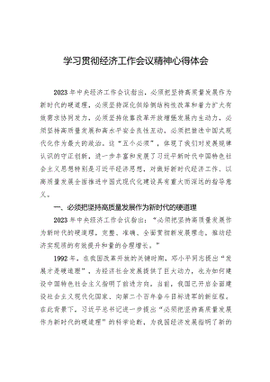 学习贯彻经济工作会议精神心得体会.docx