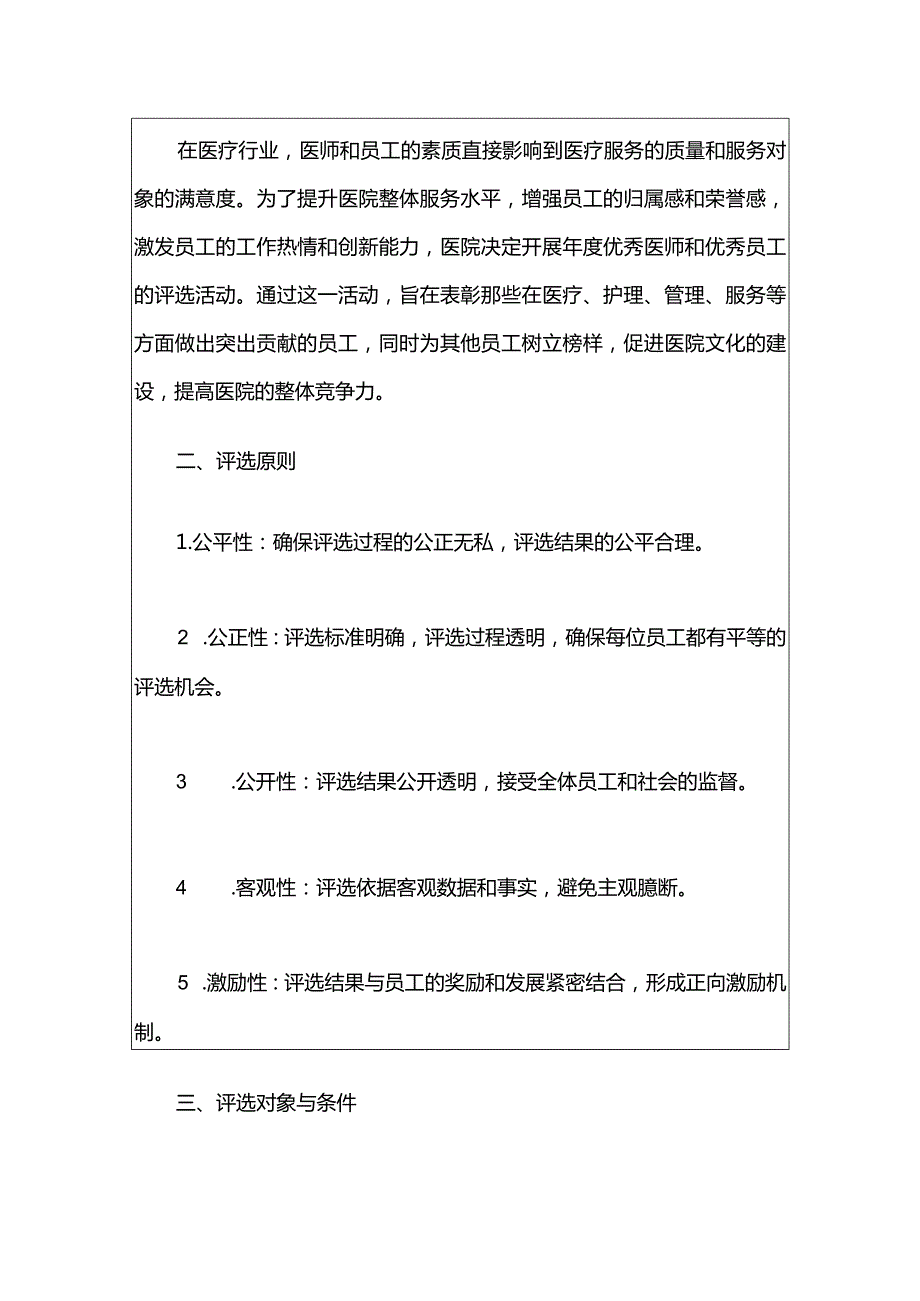 2024医院年度优秀医师和优秀员工评选方案（最新版）.docx_第2页