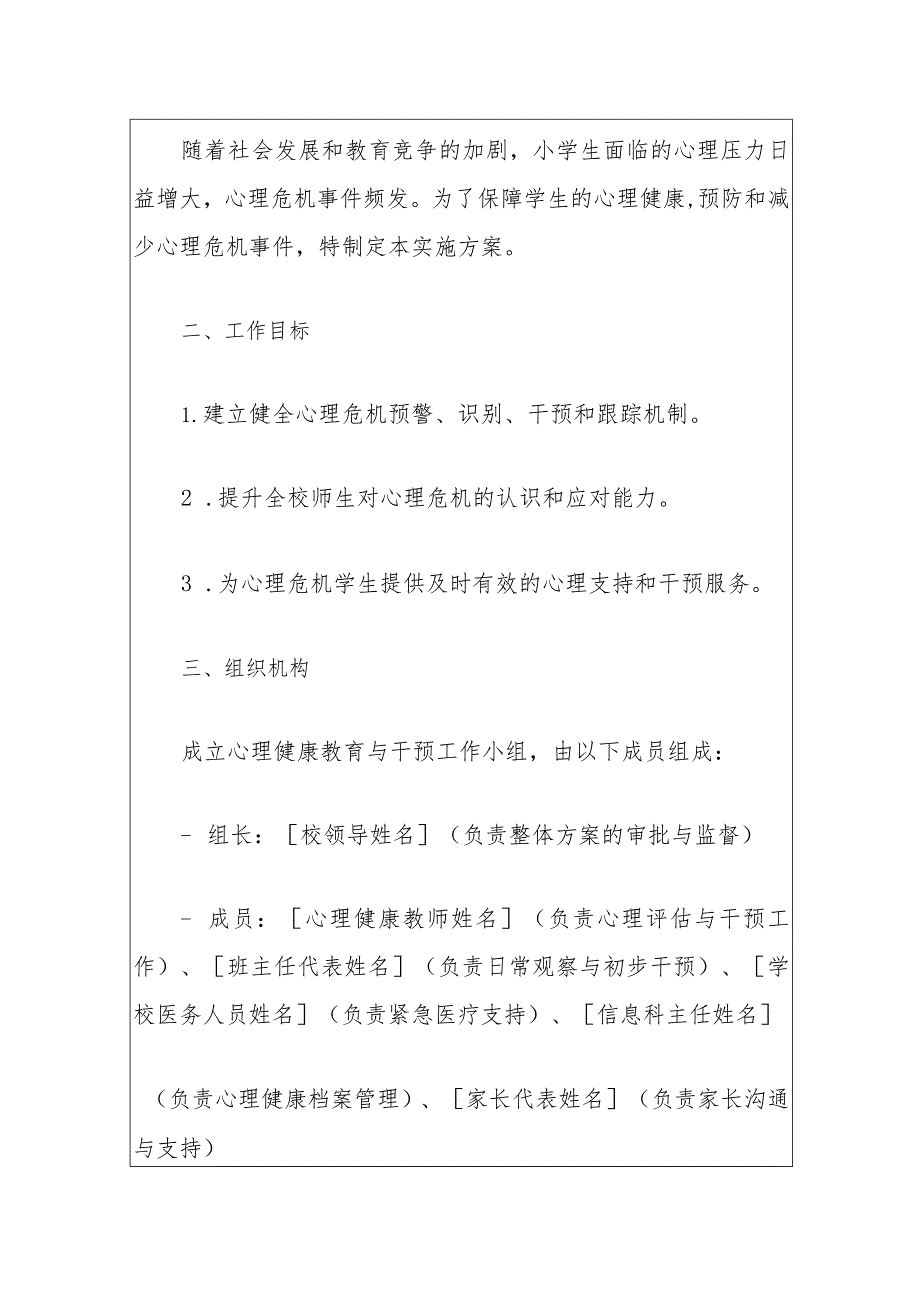 关于建立小学校学生心理危机干预机制的实施方案.docx_第2页