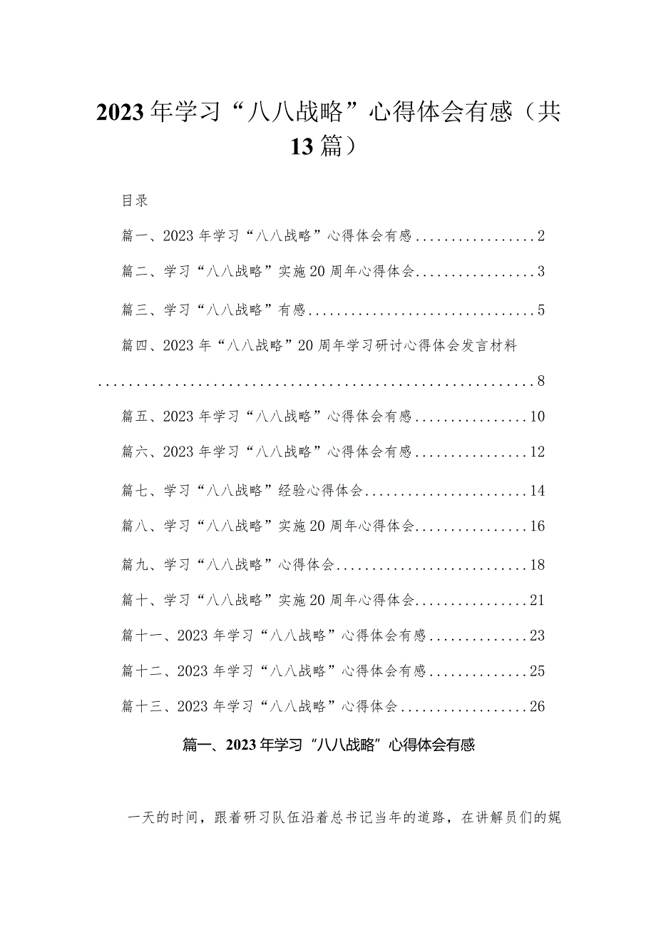 （13篇）2023年学习“八八战略”心得体会有感模板.docx_第1页