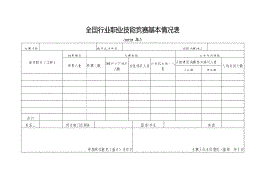 全国行业职业技能竞赛基本情况表（2021年）.docx