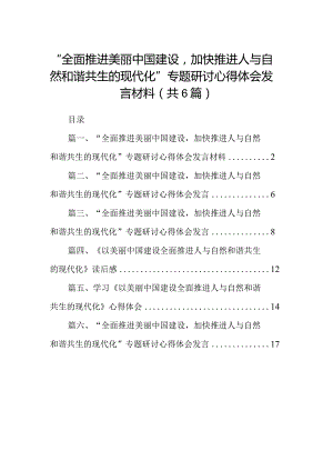 “全面推进美丽中国建设加快推进人与自然和谐共生的现代化”专题研讨心得体会发言材料（共6篇）.docx