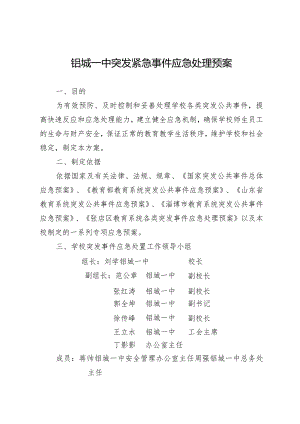 铝城一中突发紧急事件应急处理预案.docx