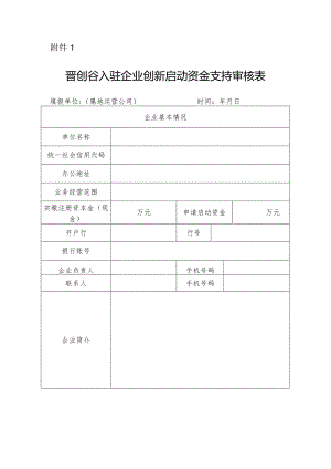 晋创谷入驻企业创新启动资金支持审核表.docx