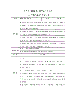 18 从刺激到反应（教案）苏教版科学五年级上册.docx