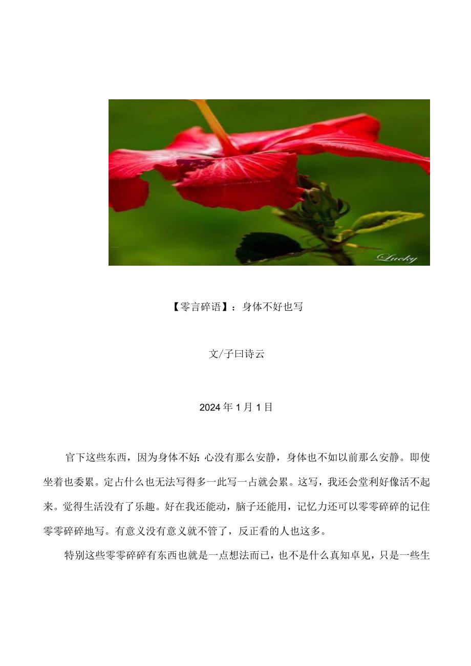 【零言碎语】：身体不好也写.docx_第1页