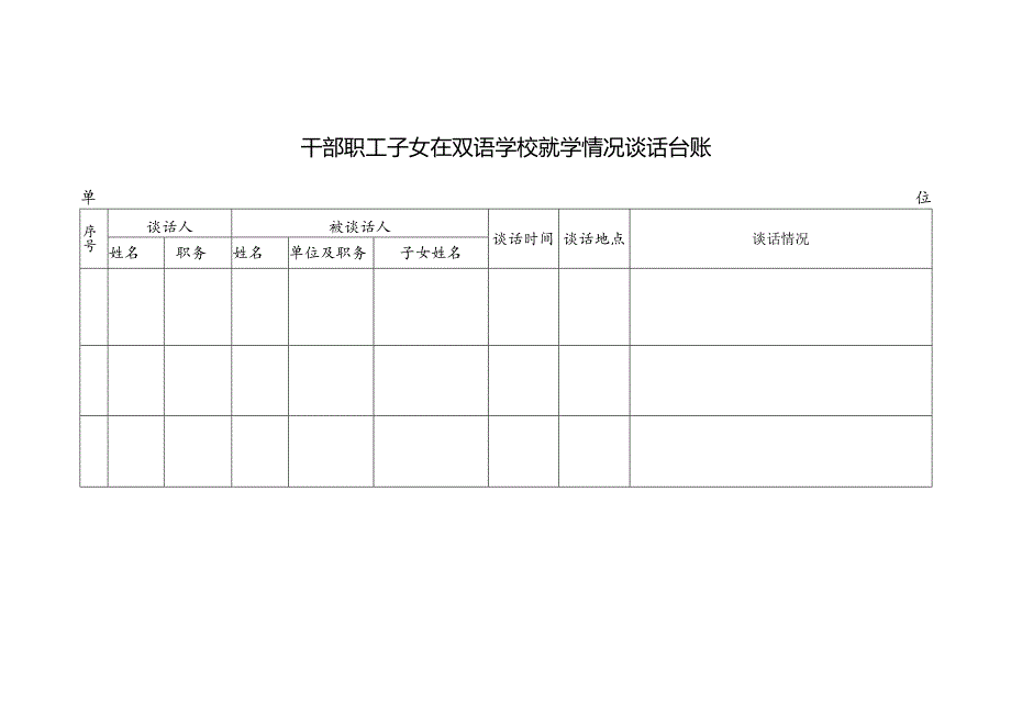 干部职工子女在双语学校就学情况谈话台账.docx_第1页