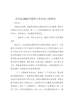 在全县2024年组织工作会议上的讲话.docx