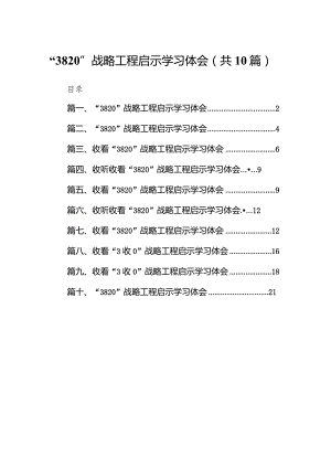 “3820”战略工程启示学习体会(10篇合集).docx