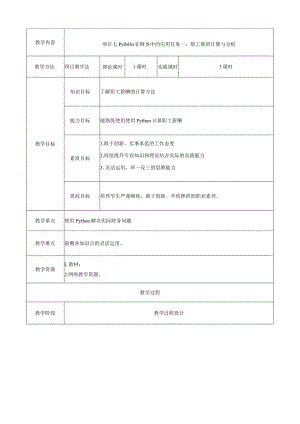 大数据技术在财务中的应用 教案 项目七 Python在财务中的应用案例.docx