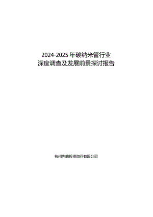 2024-2025年碳纳米管行业深度调查及发展前景研究报告.docx