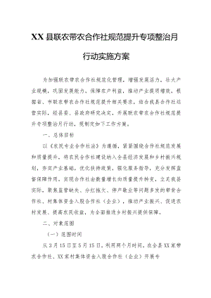 XX县联农带农合作社规范提升专项整治月行动实施方案.docx