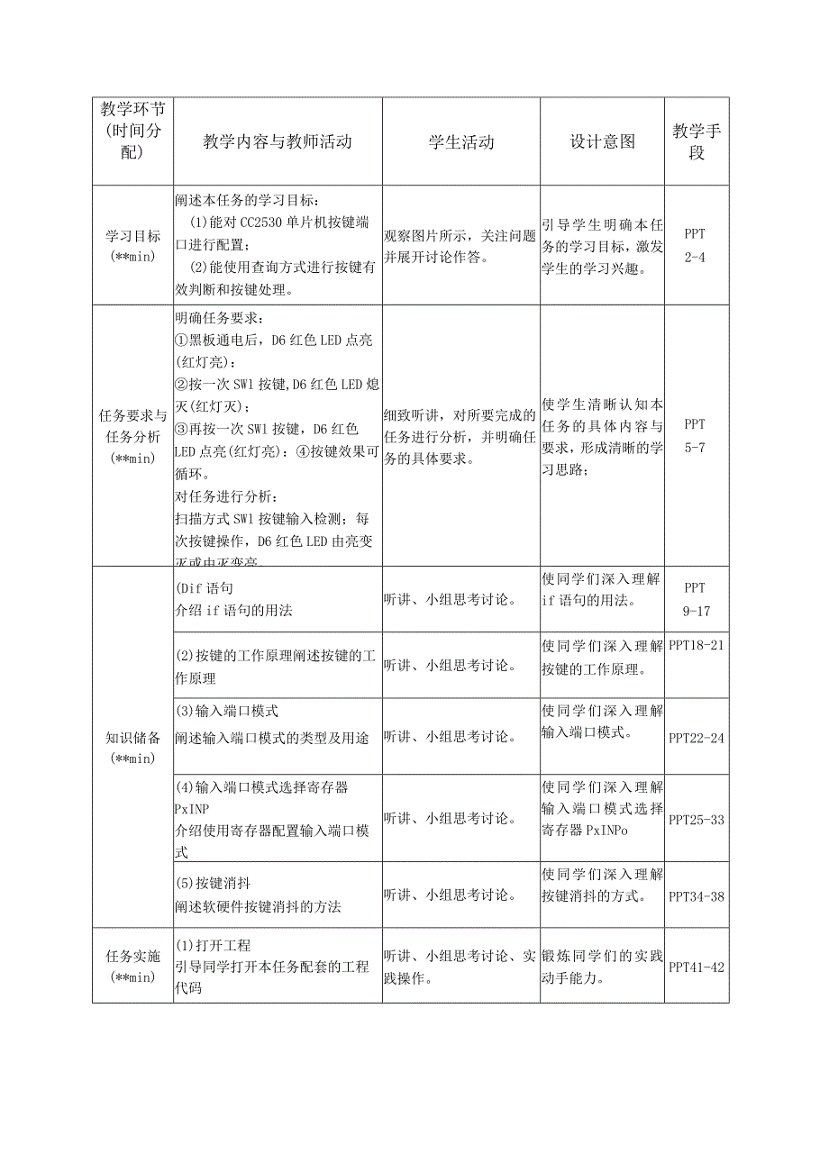 单片机技术与C语言基础 教案 2.2 查询方式按键控制交通信号灯.docx_第3页