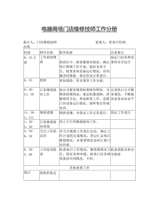 电器商场门店维修技师工作分册.docx