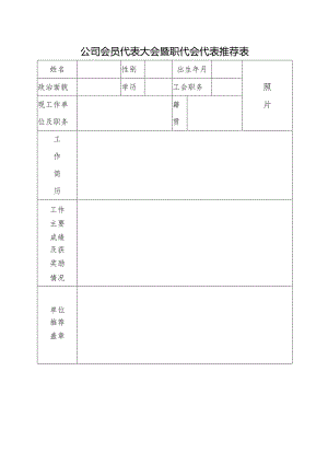 公司会员代表大会暨职代会代表推荐表.docx