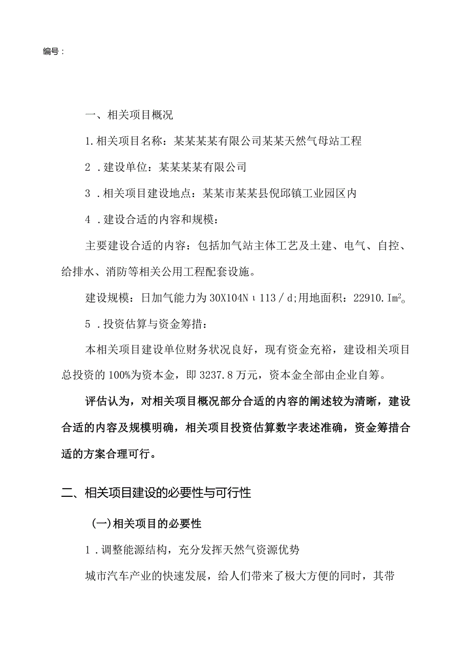 XX天然气加气母站工程项目申请报告评估报告1.docx_第2页