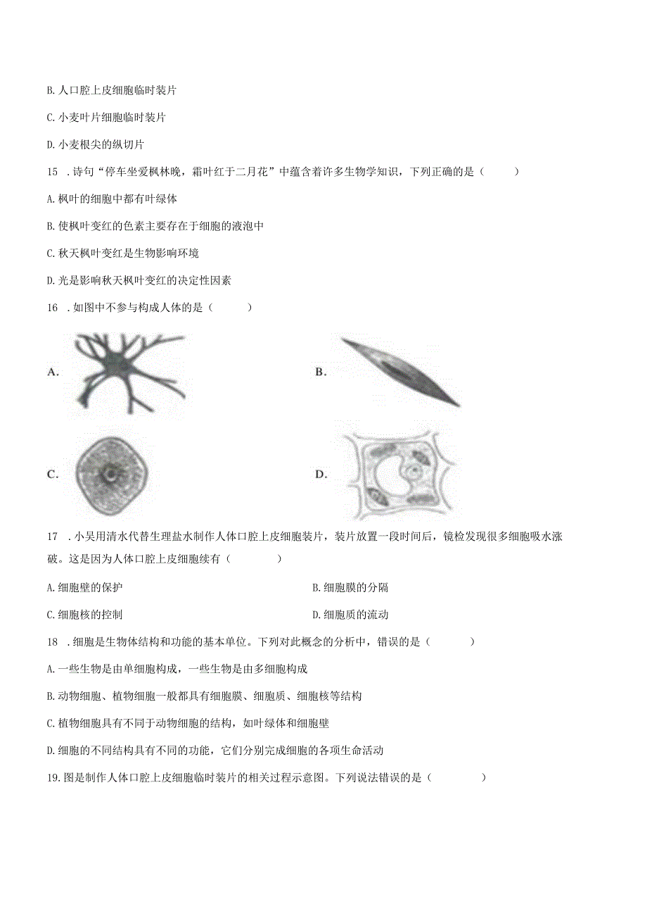 专题02 细胞是生命活动的基本单位（原卷版）.docx_第3页
