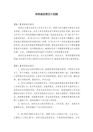 职称鉴定意见十四篇.docx